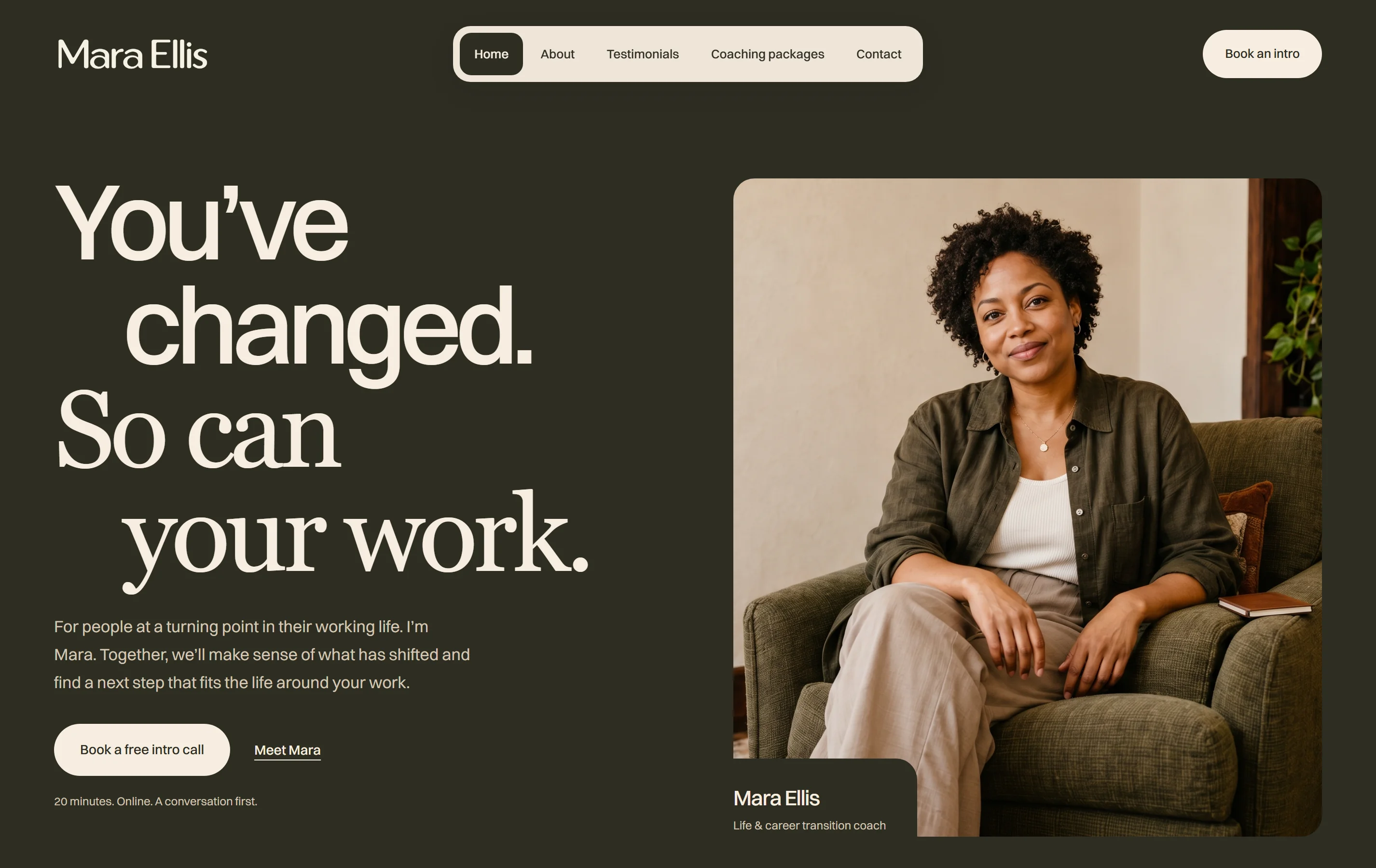 Mara Ellis coaching website concept
